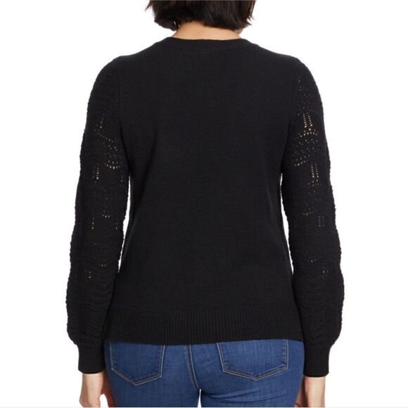 Christian Siriano Pointelle Pull Over Sweater black size XS NWT - Picture 2 of 9